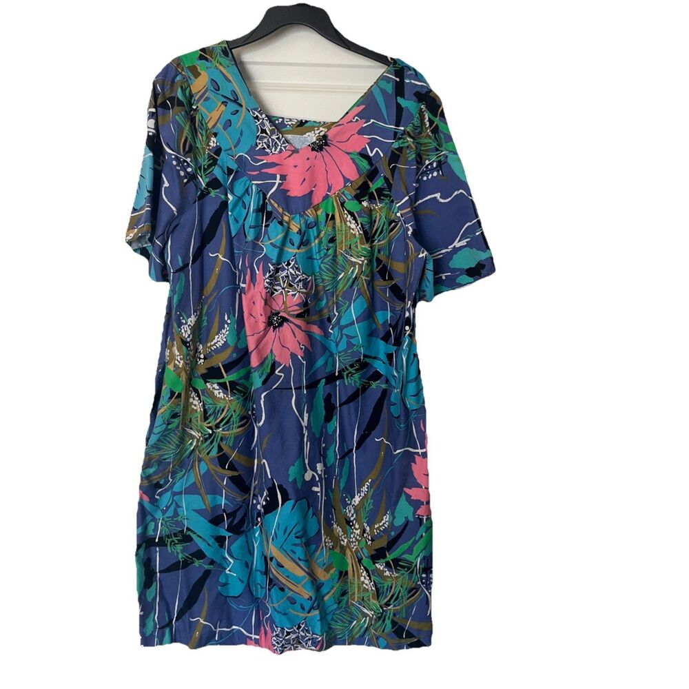 Vintage Women’s Misses 12-14 Med Sears Floral Mumu House Dress Tropical Print